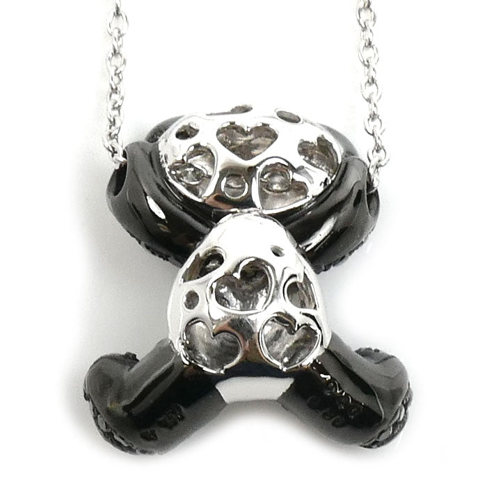Ponte Vecchio ポンテヴェキオ K18WG ホワイトゴールド アミケッティ パンダ ネックレス ダイヤモンド0.40ct/0.30ct 6.6g 36/40cm レディース【中古】【美品】