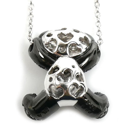 Ponte Vecchio ポンテヴェキオ K18WG ホワイトゴールド アミケッティ パンダ ネックレス ダイヤモンド0.40ct/0.30ct 6.6g 36/40cm レディース【中古】【美品】