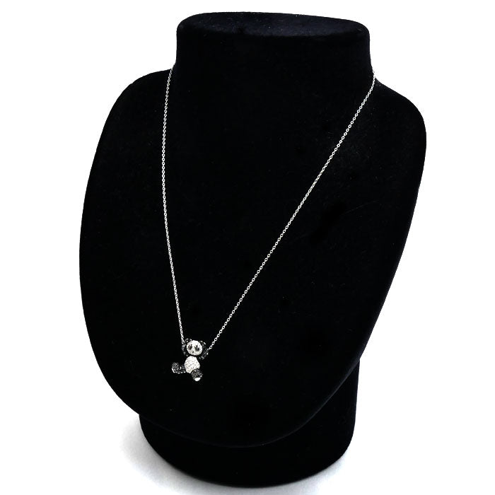Ponte Vecchio ポンテヴェキオ K18WG ホワイトゴールド アミケッティ パンダ ネックレス ダイヤモンド0.40ct/0.30ct 6.6g 36/40cm レディース【中古】【美品】