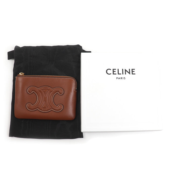 CELINE セリーヌ トリオンフ コインケース ブラウン 10C663DR8.04LU レディース【中古】【美品】