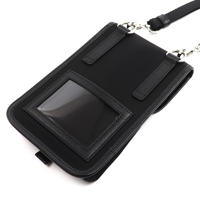 PRADA プラダ サフィアーノ×テスート スマートフォンバッグ ショルダーバッグ ブラック 2ZH109_2DMH_F0002 ユニセックス【中古】【美品】