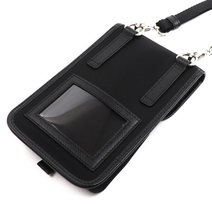 PRADA プラダ サフィアーノ×テスート スマートフォンバッグ ショルダーバッグ ブラック 2ZH109_2DMH_F0002 ユニセックス【中古】【美品】
