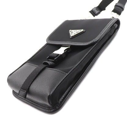 PRADA プラダ サフィアーノ×テスート スマートフォンバッグ ショルダーバッグ ブラック 2ZH109_2DMH_F0002 ユニセックス【中古】【美品】