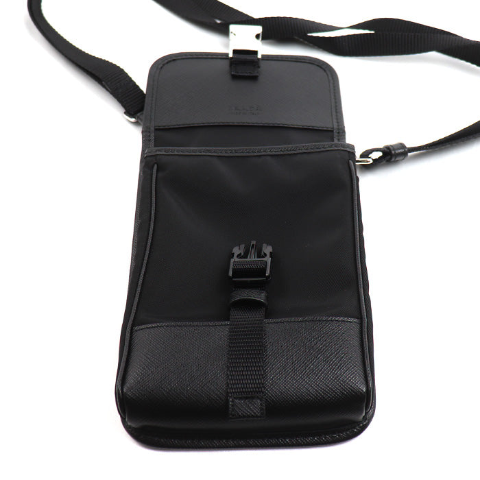 PRADA プラダ サフィアーノ×テスート スマートフォンバッグ ショルダーバッグ ブラック 2ZH109_2DMH_F0002 ユニセックス【中古】【美品】