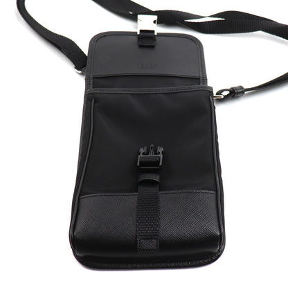 PRADA プラダ サフィアーノ×テスート スマートフォンバッグ ショルダーバッグ ブラック 2ZH109_2DMH_F0002 ユニセックス【中古】【美品】