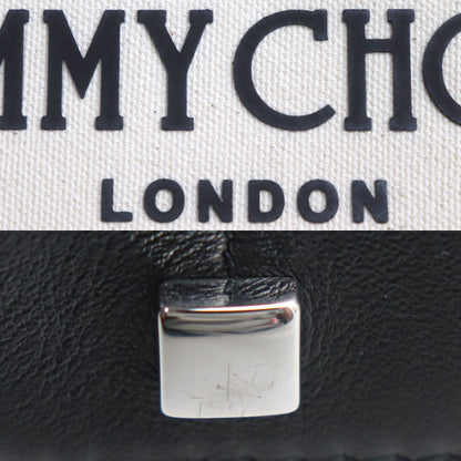 JIMMY CHOO ジミーチュウ N/S TOTE/M CZM トートバッグ ベージュ ブラック【中古】【美品】