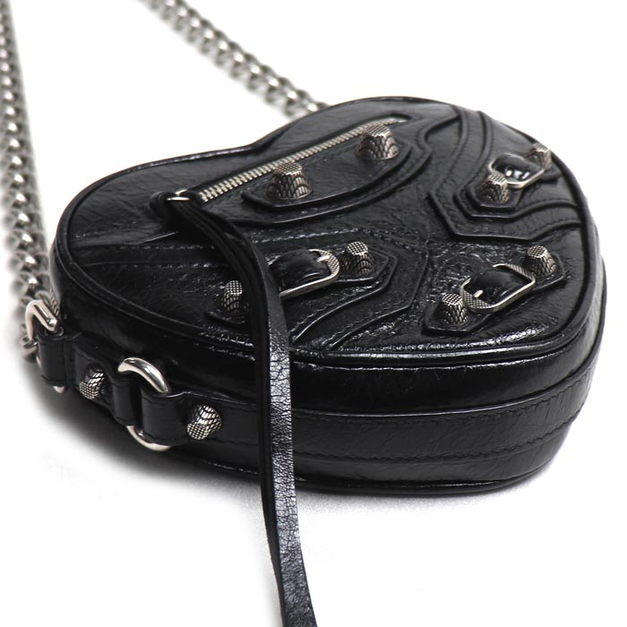 BALENCIAGA バレンシアガ ルカゴール ハート チェーンショルダー ショルダーバッグ ブラック 722781 1VG9Y 1000 レディース【中古】【美品】