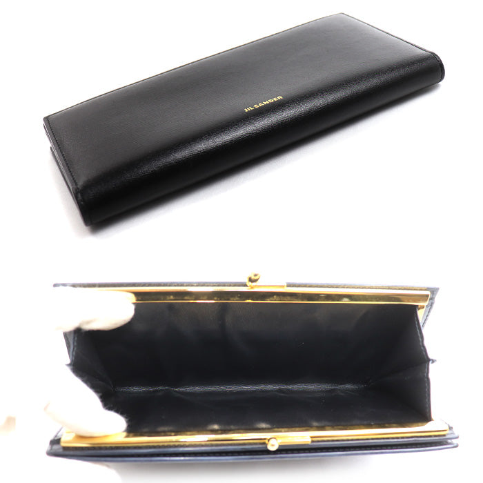 JIL SANDER ジルサンダー GOJI PURSE MD 長財布 ブラック J07UI0014-P4840-001 小銭入れ付き がま口 レディース【中古】【美品】