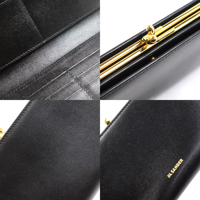 JIL SANDER ジルサンダー GOJI PURSE MD 長財布 ブラック J07UI0014-P4840-001 小銭入れ付き がま口 レディース【中古】【美品】