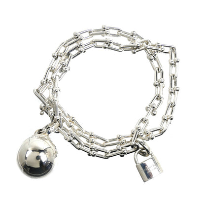 TIFFANY&Co. ティファニー シルバー925 ハードウェア スモールラップ ブレスレット 45.6g レディース【中古】【美品】
