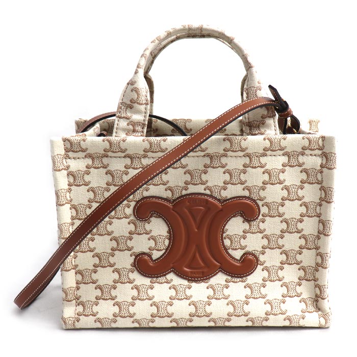 CELINE セリーヌ トリオンフ スモール カバ タイス 2Wayショルダーバッグ ベージュ/ブラウン 199162FRF.01BC レディース【中古】