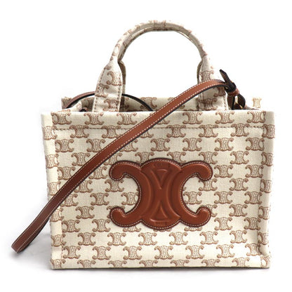 CELINE セリーヌ トリオンフ スモール カバ タイス 2Wayショルダーバッグ ベージュ/ブラウン 199162FRF.01BC レディース【中古】