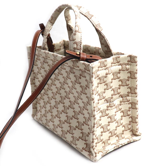 CELINE セリーヌ トリオンフ スモール カバ タイス 2Wayショルダーバッグ ベージュ/ブラウン 199162FRF.01BC レディース【中古】