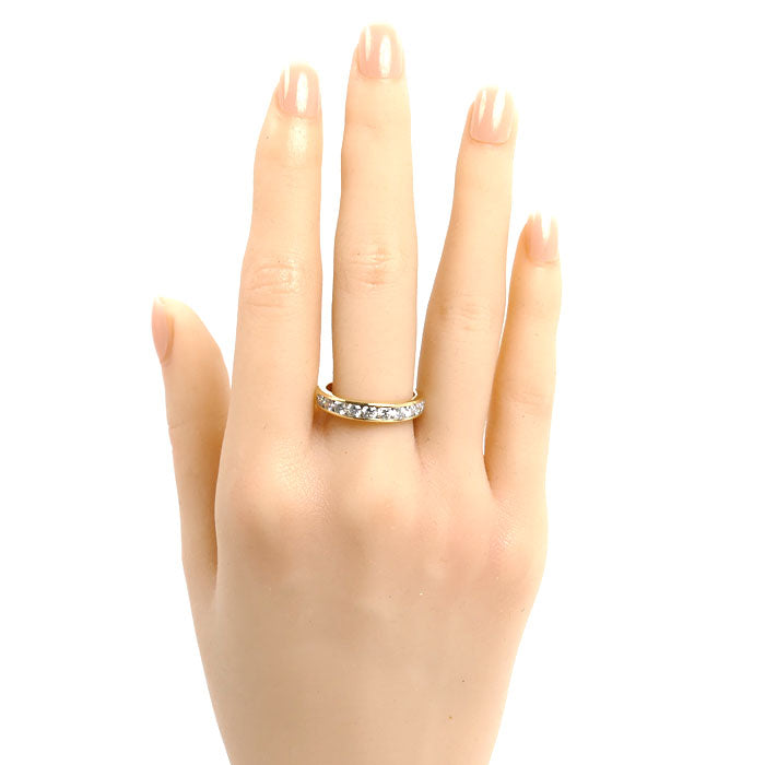 TIFFANY&Co. ティファニー K18YG イエローゴールド ハーフサークル チャネルセッティング リング・指輪 ダイヤモンド 16.5号 5.4g レディース【中古】【美品】
