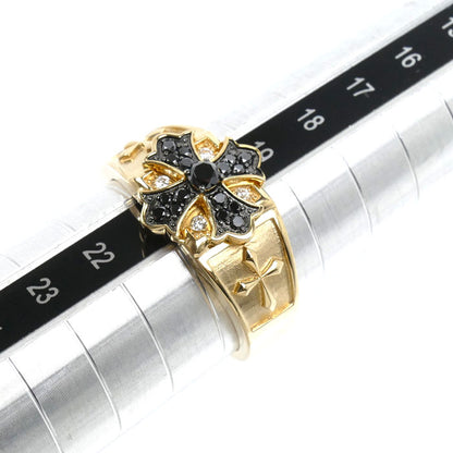 K18YG イエローゴールド リング・指輪 ブラックダイヤモンド0.27ct ダイヤモンド0.06ct 20号 8.3g メンズ【中古】【美品】