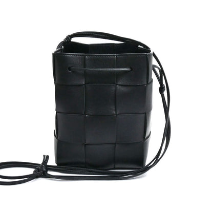 BOTTEGAVENETA ボッテガヴェネタ マキシイントレチャート カセット スモール クロスボディバッグ ショルダーバッグ ブラック 680218 レディース【中古】