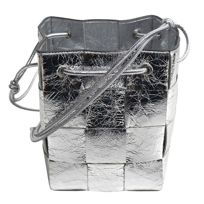 BOTTEGAVENETA ボッテガヴェネタ マキシイントレチャート カセット スモール ショルダーバッグ シルバー 752719 V2WG2 8101 レディース【中古】【美品】