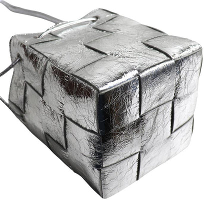 BOTTEGAVENETA ボッテガヴェネタ マキシイントレチャート カセット スモール ショルダーバッグ シルバー 752719 V2WG2 8101 レディース【中古】【美品】