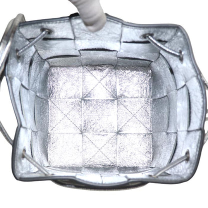 BOTTEGAVENETA ボッテガヴェネタ マキシイントレチャート カセット スモール ショルダーバッグ シルバー 752719 V2WG2 8101 レディース【中古】【美品】