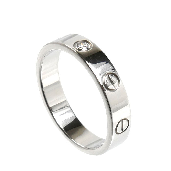 CARTIER カルティエ K18WG ホワイトゴールド ミニラブ1Pダイヤ リング・指輪 B4050553 ダイヤモンド 13号 53 4.8g レディース【中古】【美品】