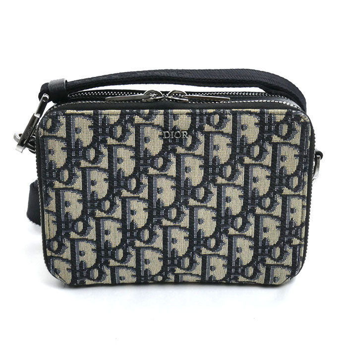 Dior ディオール オブリーク ジャガード ショルダーバッグ ベージュ/ネイビー 2OBBC119YSE_H05E メンズ【中古】