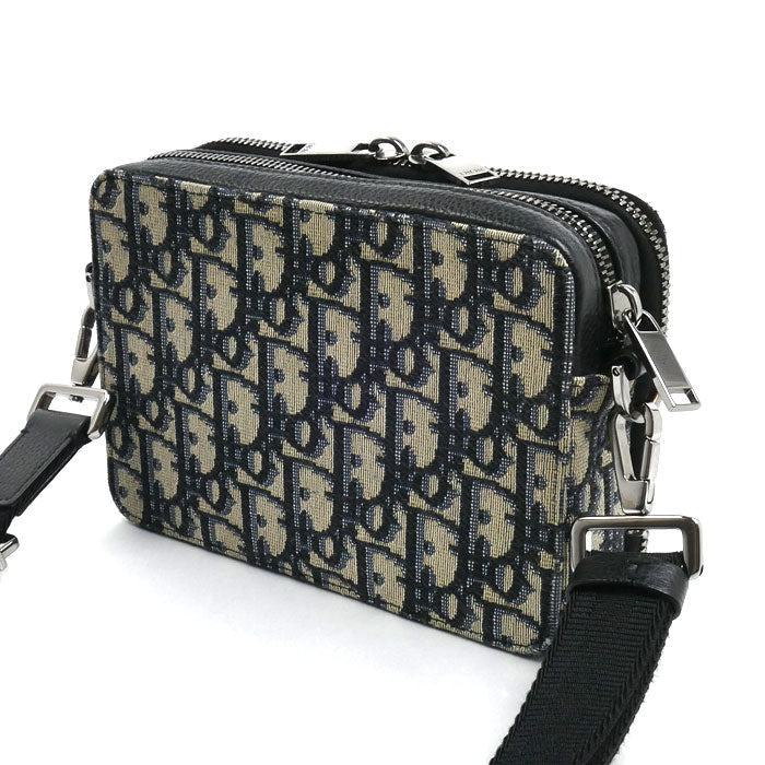 Dior ディオール オブリーク ジャガード ショルダーバッグ ベージュ/ネイビー 2OBBC119YSE_H05E メンズ【中古】