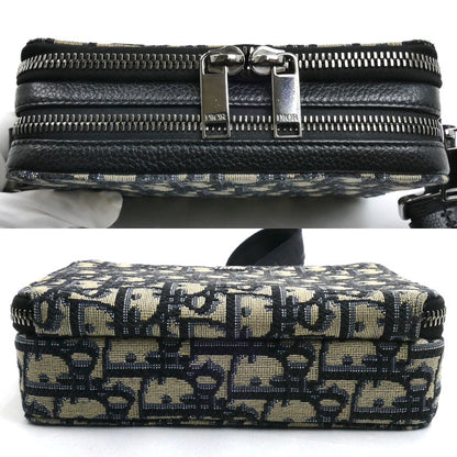 Dior ディオール オブリーク ジャガード ショルダーバッグ ベージュ/ネイビー 2OBBC119YSE_H05E メンズ【中古】