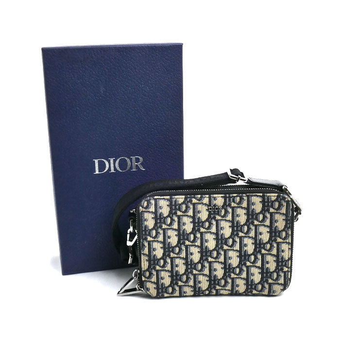 Dior ディオール オブリーク ジャガード ショルダーバッグ ベージュ/ネイビー 2OBBC119YSE_H05E メンズ【中古】