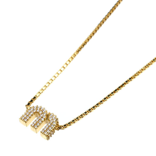 MIUMIU ミュウミュウ GP ラインストーン ネックレス 5IC305_2DNC_F0NXA 5.7g 43cm レディース【中古】【美品】