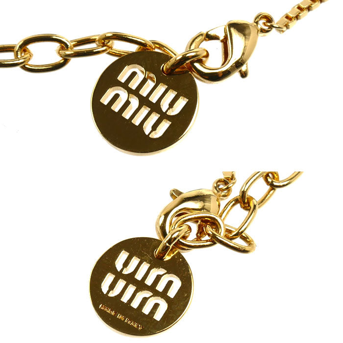 MIUMIU ミュウミュウ GP ラインストーン ネックレス 5IC305_2DNC_F0NXA 5.7g 43cm レディース【中古】【美品】