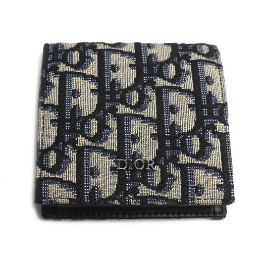 Dior ディオール オブリーク コインケース ベージュ/ネイビー ユニセックス【中古】