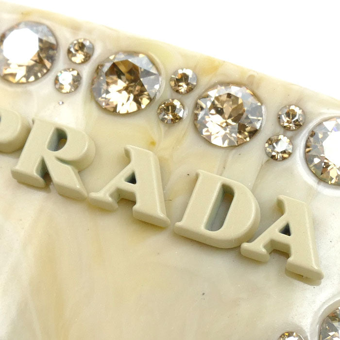 PRADA プラダ GP ラインストーン レジン トライアングル ロゴ バレッタ 1IF090 2CD0 F0304 レディース【中古】