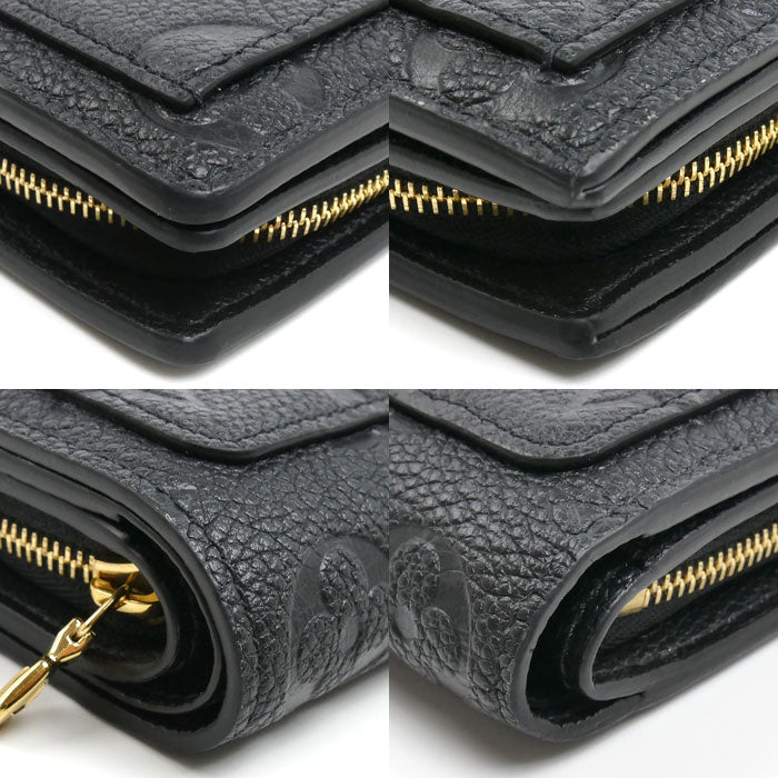 LOUIS VUITTON ルイ・ヴィトン ポルトフォイユ・クレア 二つ折り財布 モノグラム・アンプラント ノワール M80151 IC レディース【中古】【美品】