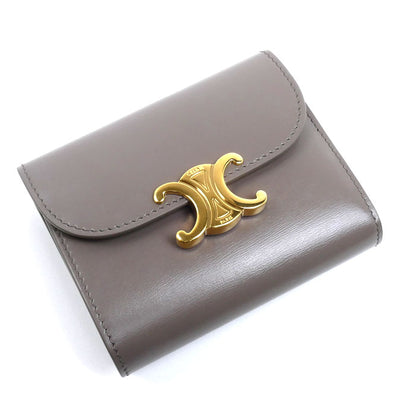 CELINE セリーヌ トリオンフ スモールフルフラップウォレット 三つ折り財布 ペブル 10D783DPV.10BL レディース【中古】