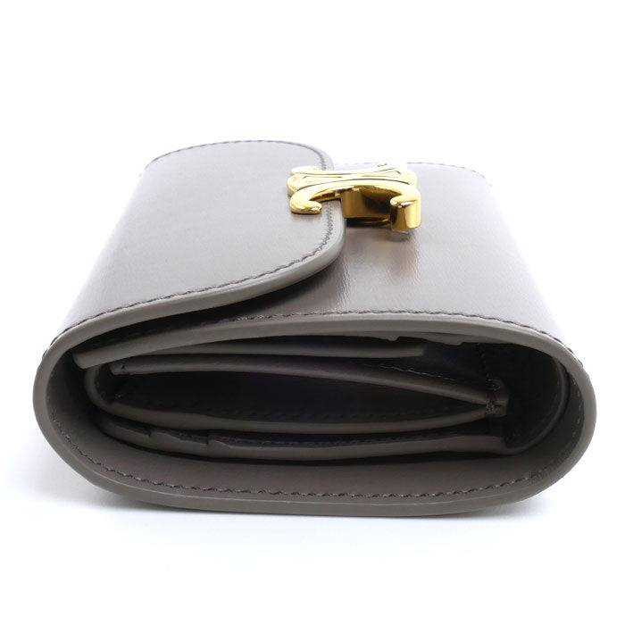 CELINE セリーヌ トリオンフ スモールフルフラップウォレット 三つ折り財布 ペブル 10D783DPV.10BL レディース【中古】