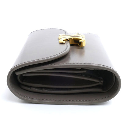 CELINE セリーヌ トリオンフ スモールフルフラップウォレット 三つ折り財布 ペブル 10D783DPV.10BL レディース【中古】