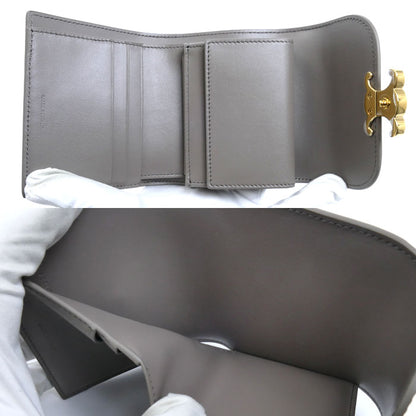 CELINE セリーヌ トリオンフ スモールフルフラップウォレット 三つ折り財布 ペブル 10D783DPV.10BL レディース【中古】