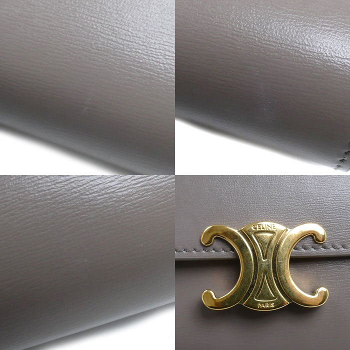 CELINE セリーヌ トリオンフ スモールフルフラップウォレット 三つ折り財布 ペブル 10D783DPV.10BL レディース【中古】
