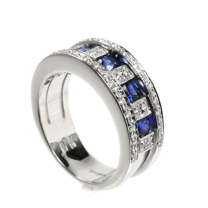 Damiani ダミアーニ K18WG ホワイトゴールド ベルエポック リング・指輪 20039702 サファイア ダイヤモンド 10号 7.3g レディース【中古】