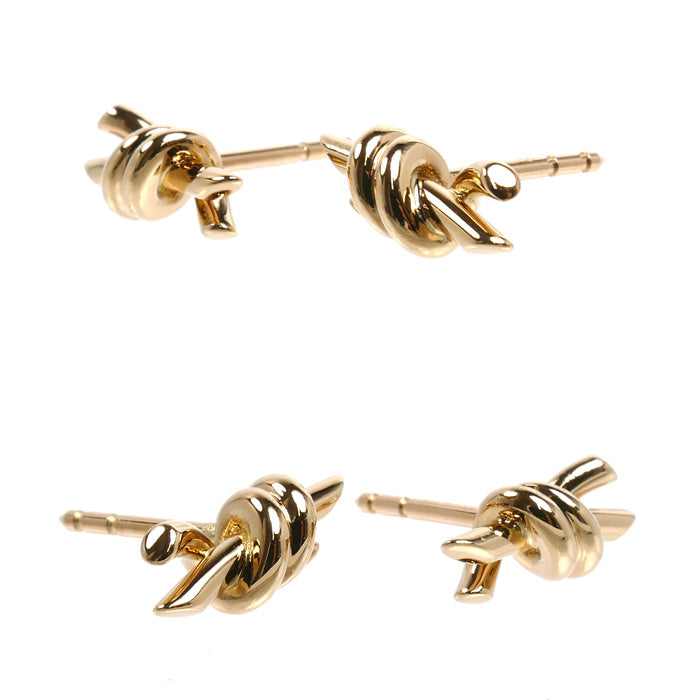 TIFFANY&Co. ティファニー K18PG ピンクゴールド ノット スモール ピアス 75123698 3.9g レディース【中古】【美品】