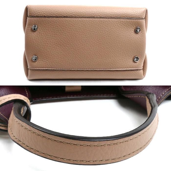 TOD’S トッズ Tタイムレス 2Wayショルダーバッグ ベージュ ボルドー XBWAPAA9100QNK レディース【中古】【美品】