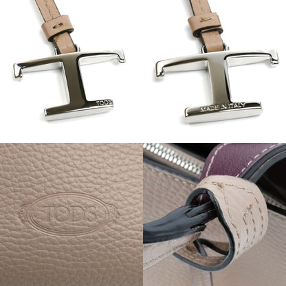 TOD’S トッズ Tタイムレス 2Wayショルダーバッグ ベージュ ボルドー XBWAPAA9100QNK レディース【中古】【美品】