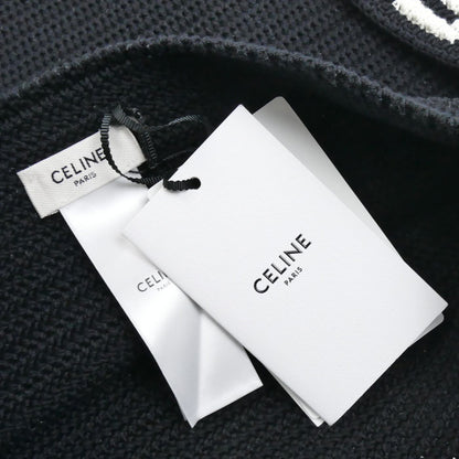 CELINE セリーヌ ロゴ クロシェ コットン ショルダーバッグ ブラック×ホワイト 2ADCS817X.38EC レディース【中古】【極美品】