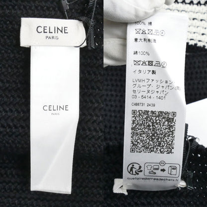 CELINE セリーヌ ロゴ クロシェ コットン ショルダーバッグ ブラック×ホワイト 2ADCS817X.38EC レディース【中古】【極美品】