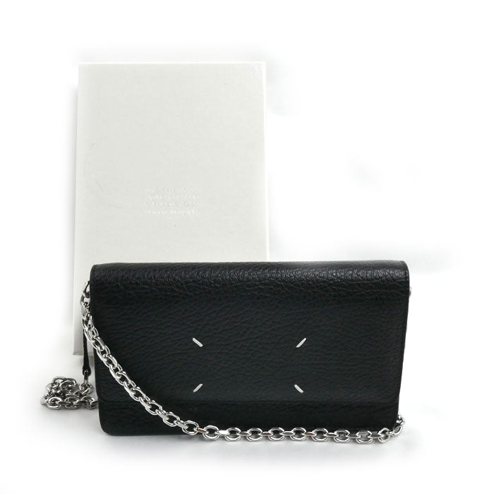 MAISON MARGIELA メゾンマルジェラ 4ステッチ チェーンウォレット ショルダーバッグ ブラック SA3UI0008 P4455 T8013 レディース【中古】【美品】