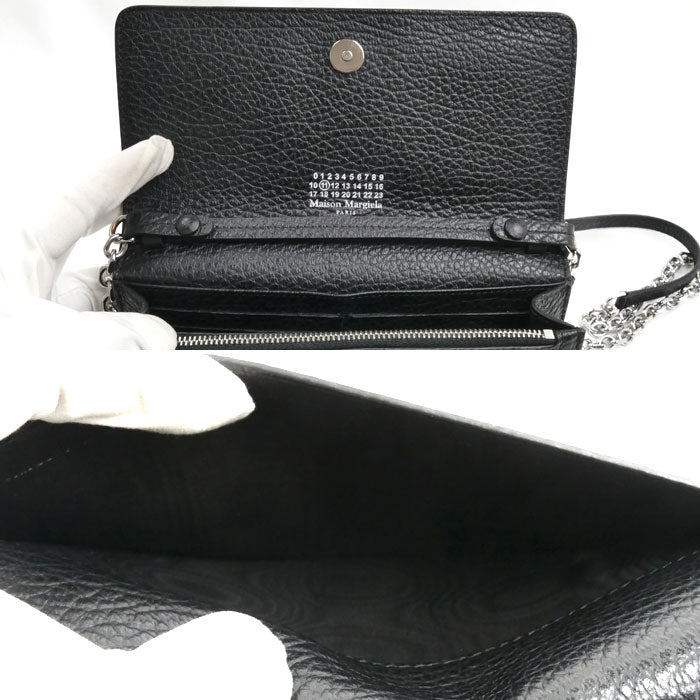 MAISON MARGIELA メゾンマルジェラ 4ステッチ チェーンウォレット ショルダーバッグ ブラック SA3UI0008 P4455 T8013 レディース【中古】【美品】