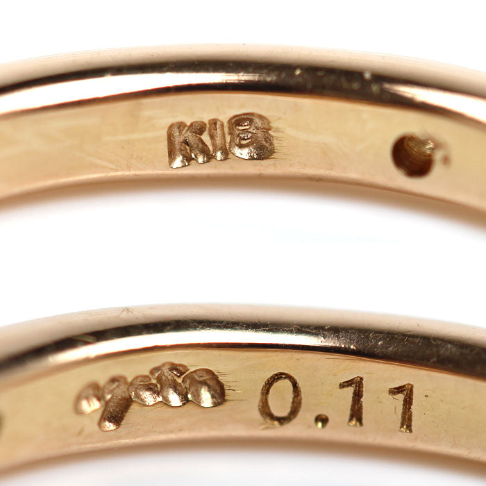 agete アガット K18PG ピンクゴールド リング・指輪 ダイヤモンド0.11ct 9号 2.9g レディース【中古】