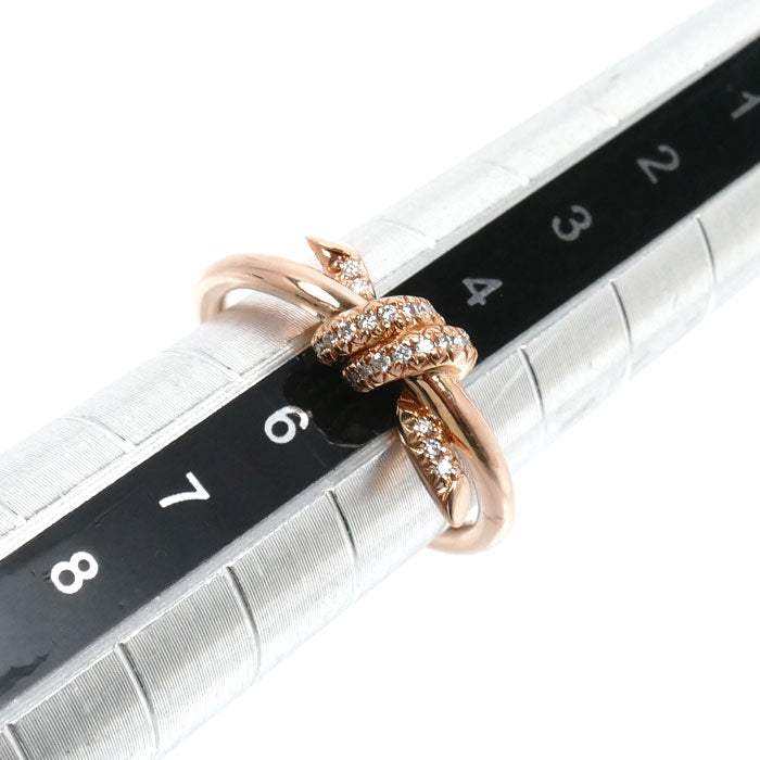 TIFFANY&Co. ティファニー K18PG ピンクゴールド ノット ダイヤ リング・指輪 69526462 ダイヤモンド 8号 3.2g レディース【中古】【美品】