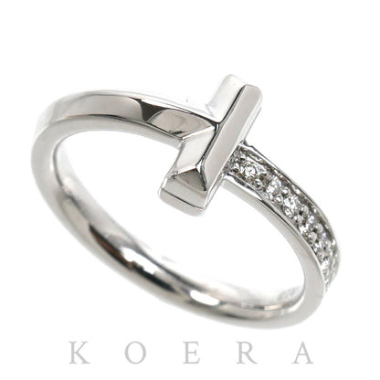 TIFFANY&Co. ティファニー K18WG ホワイトゴールド Tワン ナロー ダイヤ リング・指輪 67795490 ダイヤモンド0.07ct 8号 4.0g レディース【中古】【美品】