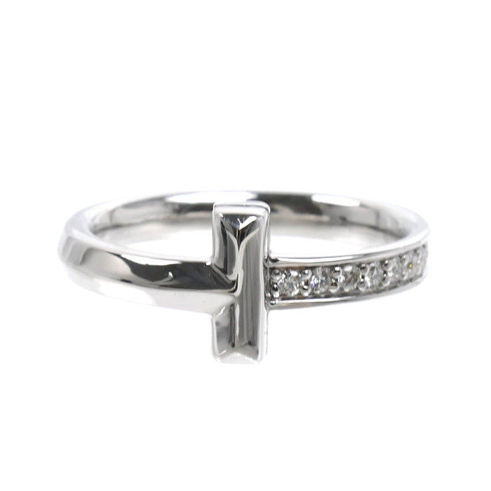 TIFFANY&Co. ティファニー K18WG ホワイトゴールド Tワン ナロー ダイヤ リング・指輪 67795490 ダイヤモンド0.07ct 8号 4.0g レディース【中古】【美品】
